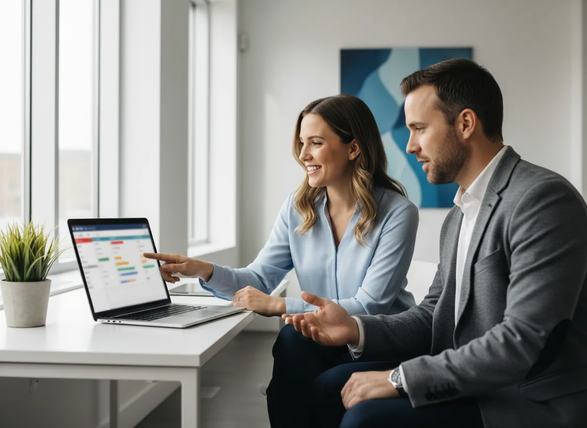 Onboarding specialist helping a clinic set up AI booking